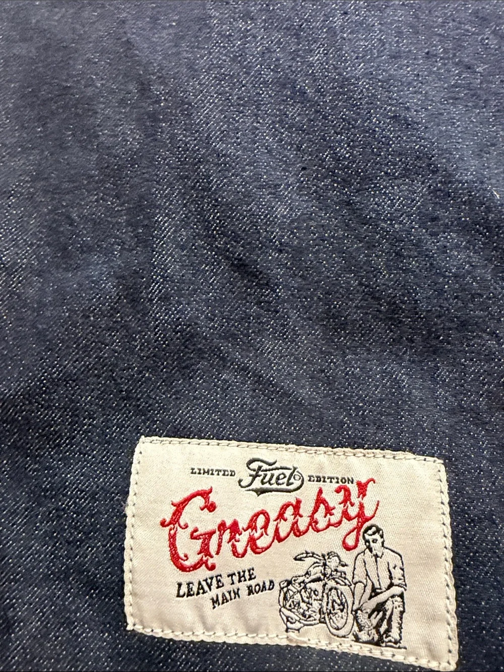Fuel Greasy Limited Edition Denim Drawstring Bag Motorcycle Biker Indigo